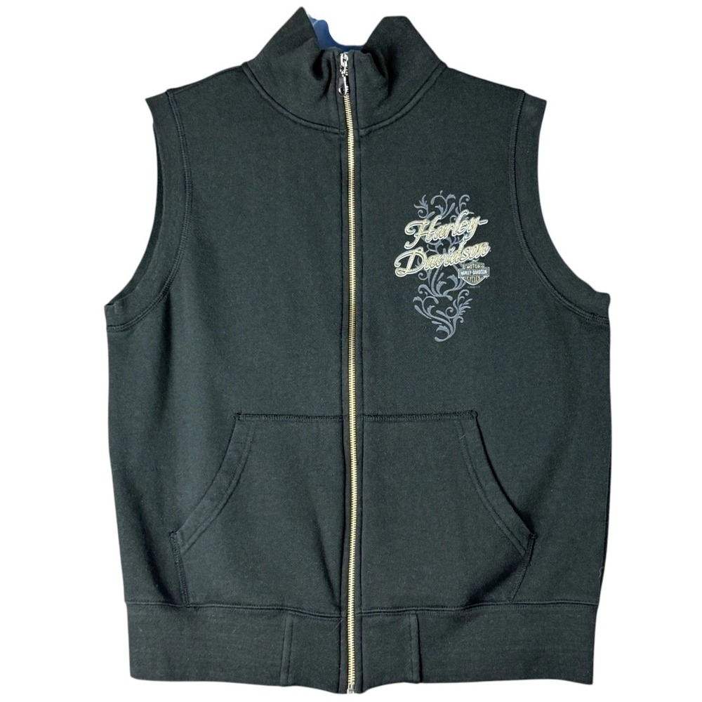 Harley Davidson Women's Size‎ S Mile High Denver Black Full Zip Fleece Vest